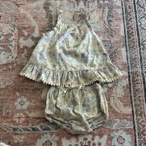 Jamie Kay Purple & Cream Floral Ruffle Tank and Bloomer Set